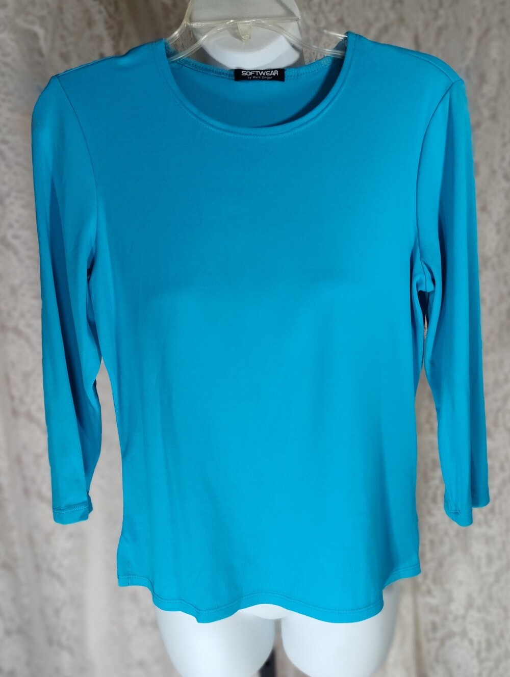 Softwear Mark Singer Women's Turquoise Blue You Long-Sleeve Crew Neck Tee